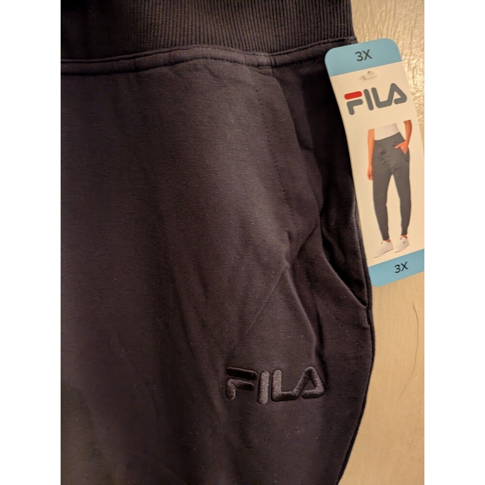 Fila French Terry Jogger Women Size 3X Black Elastic Waist Pockets